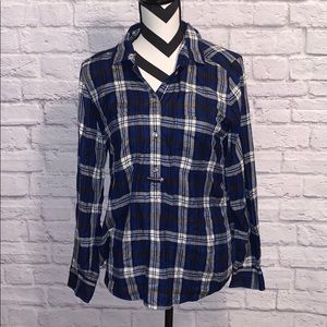 American Eagle Boyfriend Fit Half Button Flannel